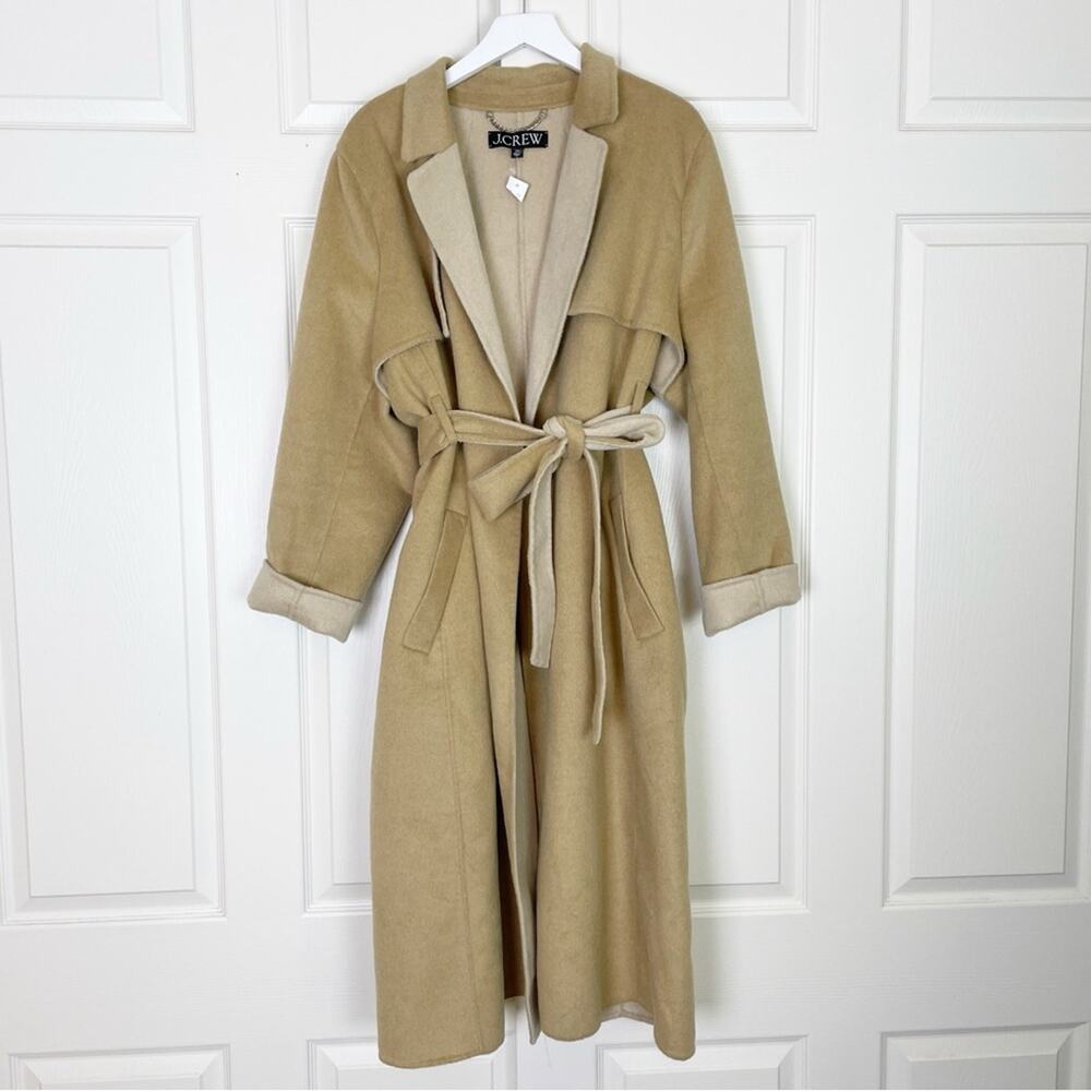 J.Crew Harriet Double Faced Wool Trench Coat Khaki Honey NWT Sz 3X - Picture 2 of 10